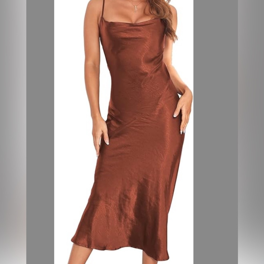 Elegant Brown Satin Dress